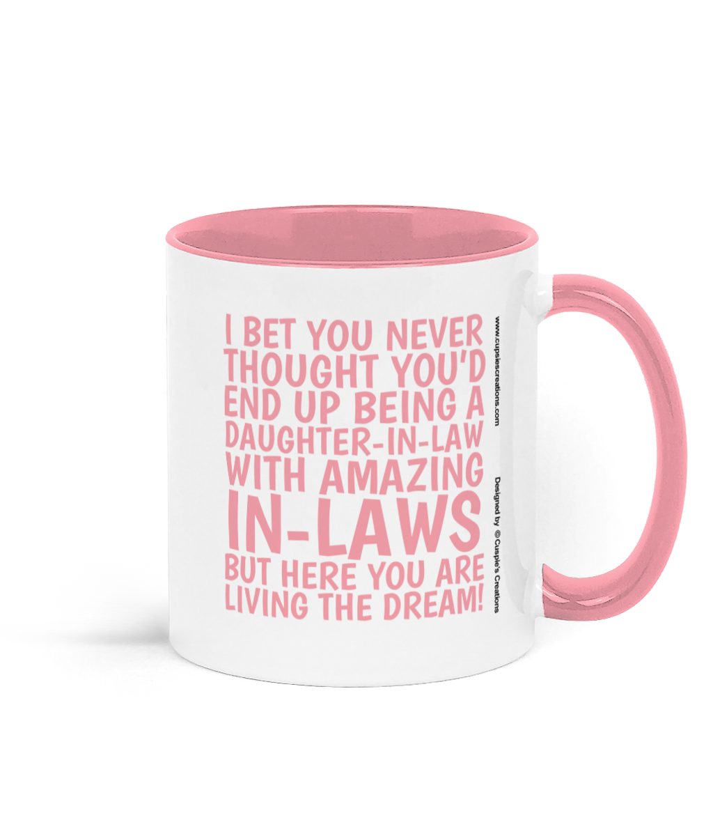 Funny Mug For Daughter-In-Law in pink - rear view