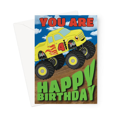 Age 4 Boys Monster Truck Birthday Card