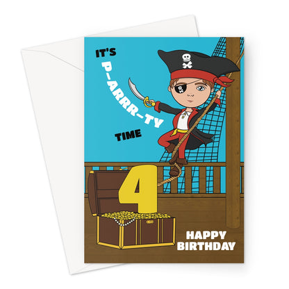 Pirate Birthday Card For Boy Age 4