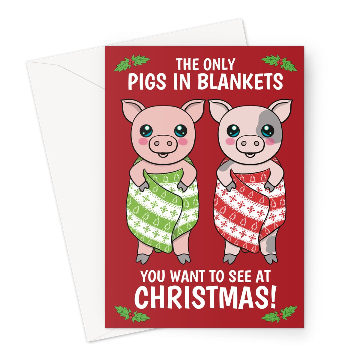 Pigs In Blankets Christmas Card For A Vegetarian