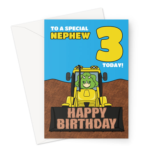 Cute 3rd Birthday Card For Nephew