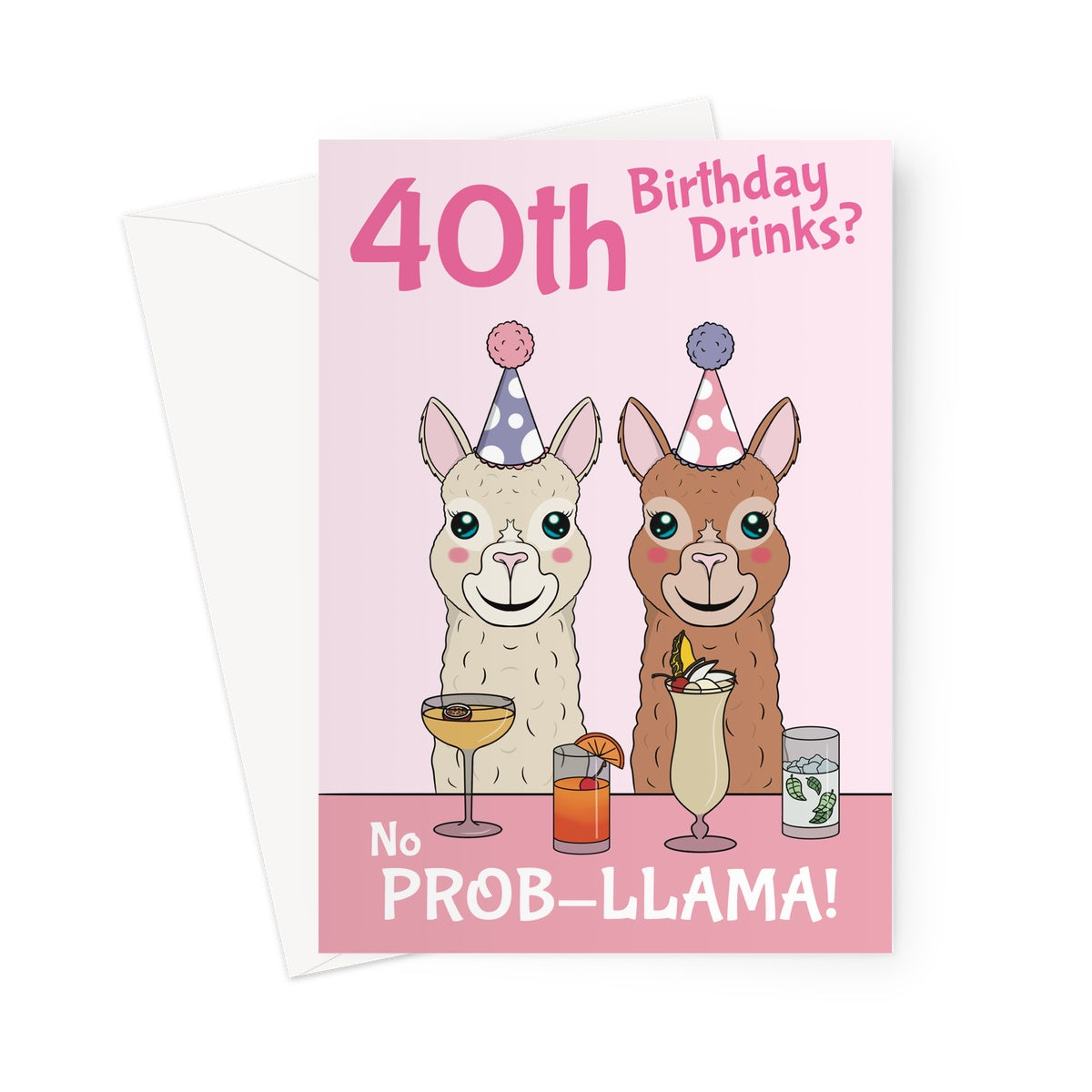 Funny 40th Birthday Card For Woman - Llama Pun