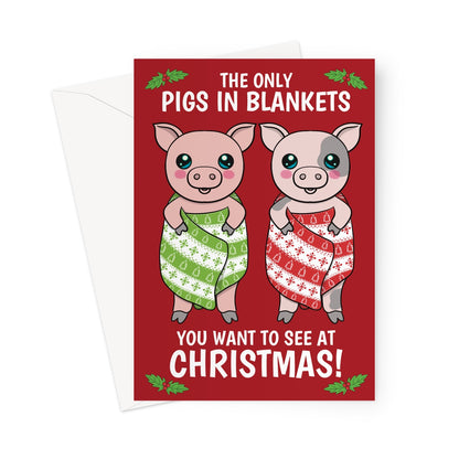 Pigs In Blankets Christmas Card For A Vegetarian