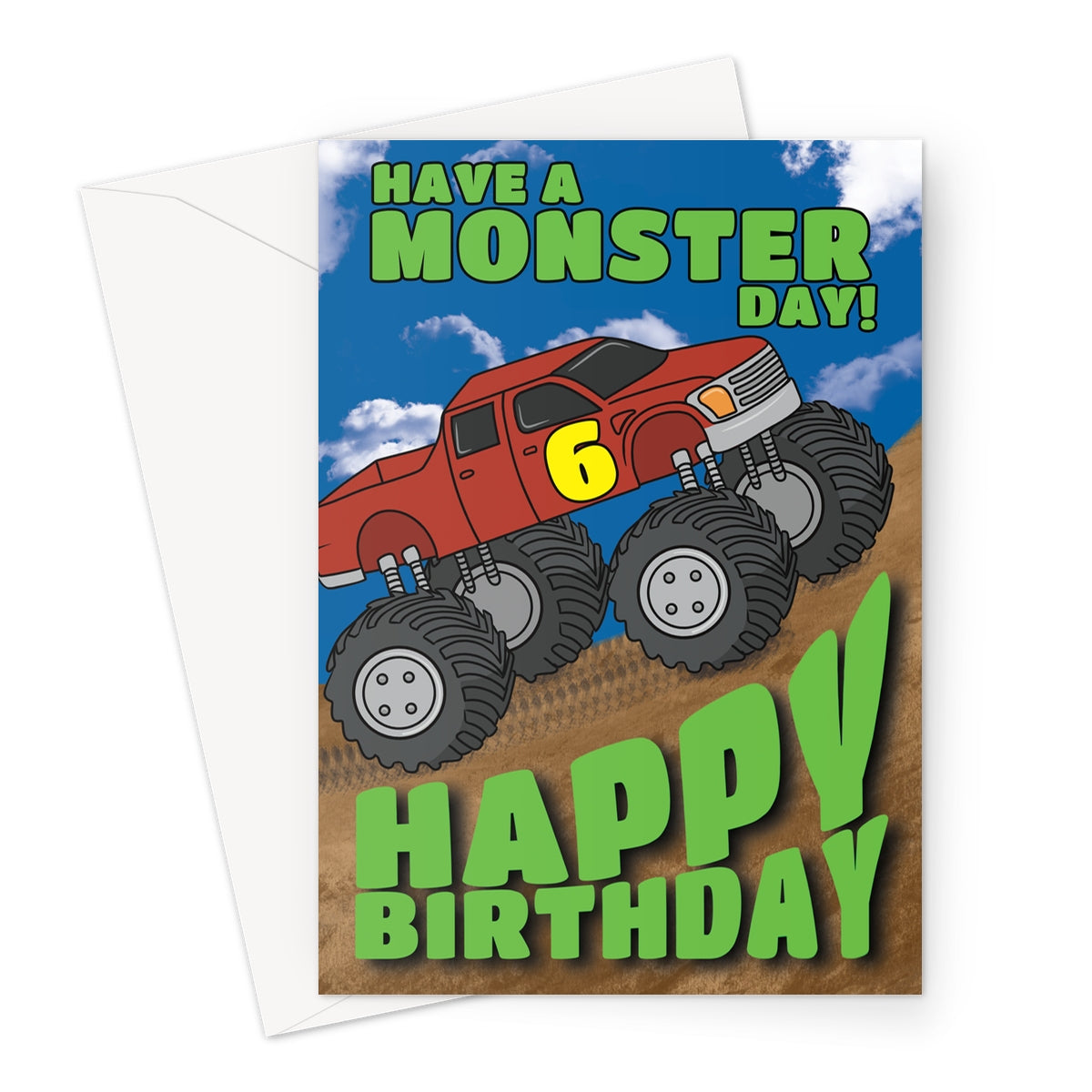 Monster Truck Happy 6th Birthday Card