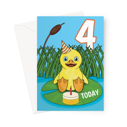 Cute Duckling 4th Birthday Card