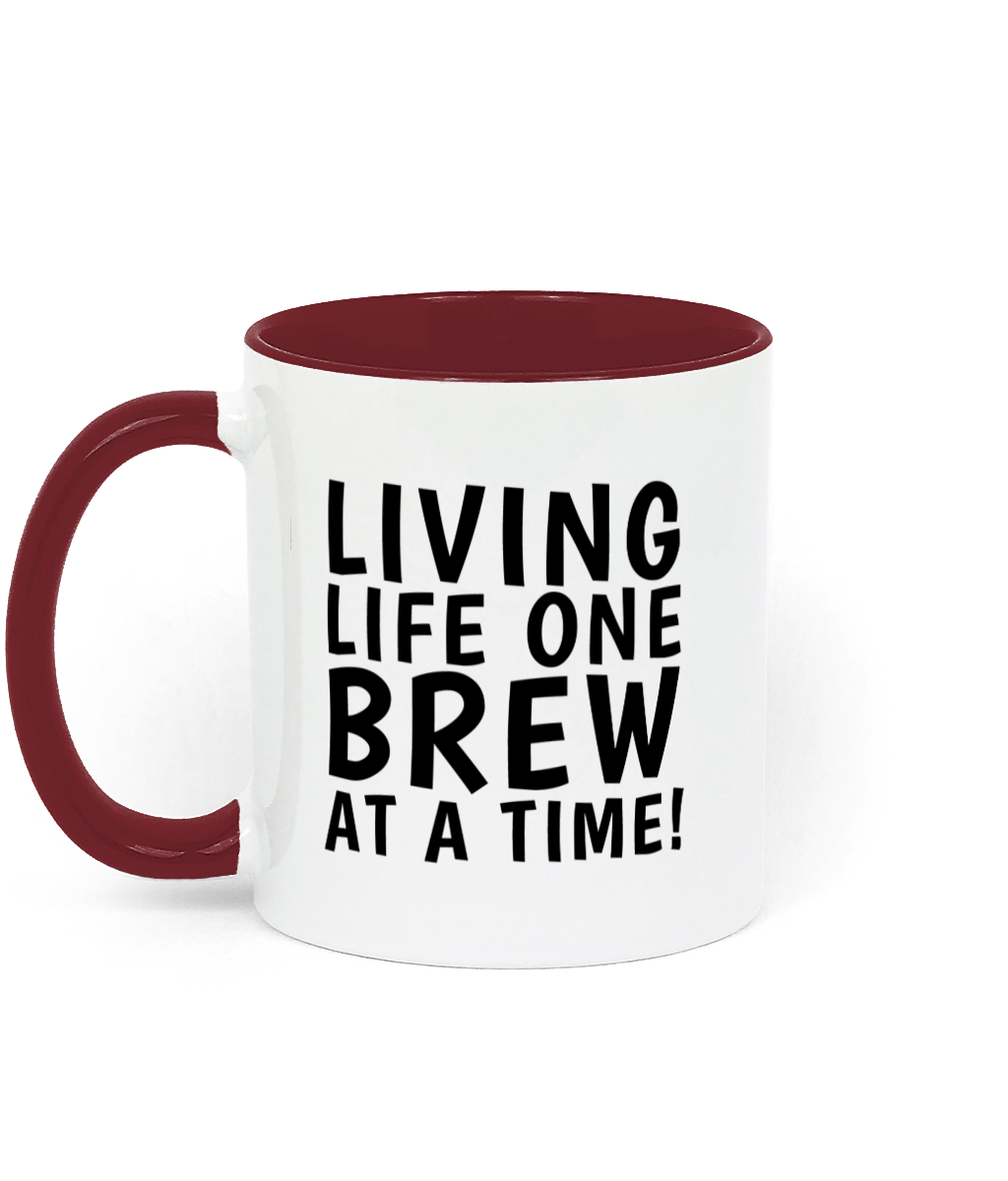 Living Life One Brew At A Time Funny Mug - Dark Red