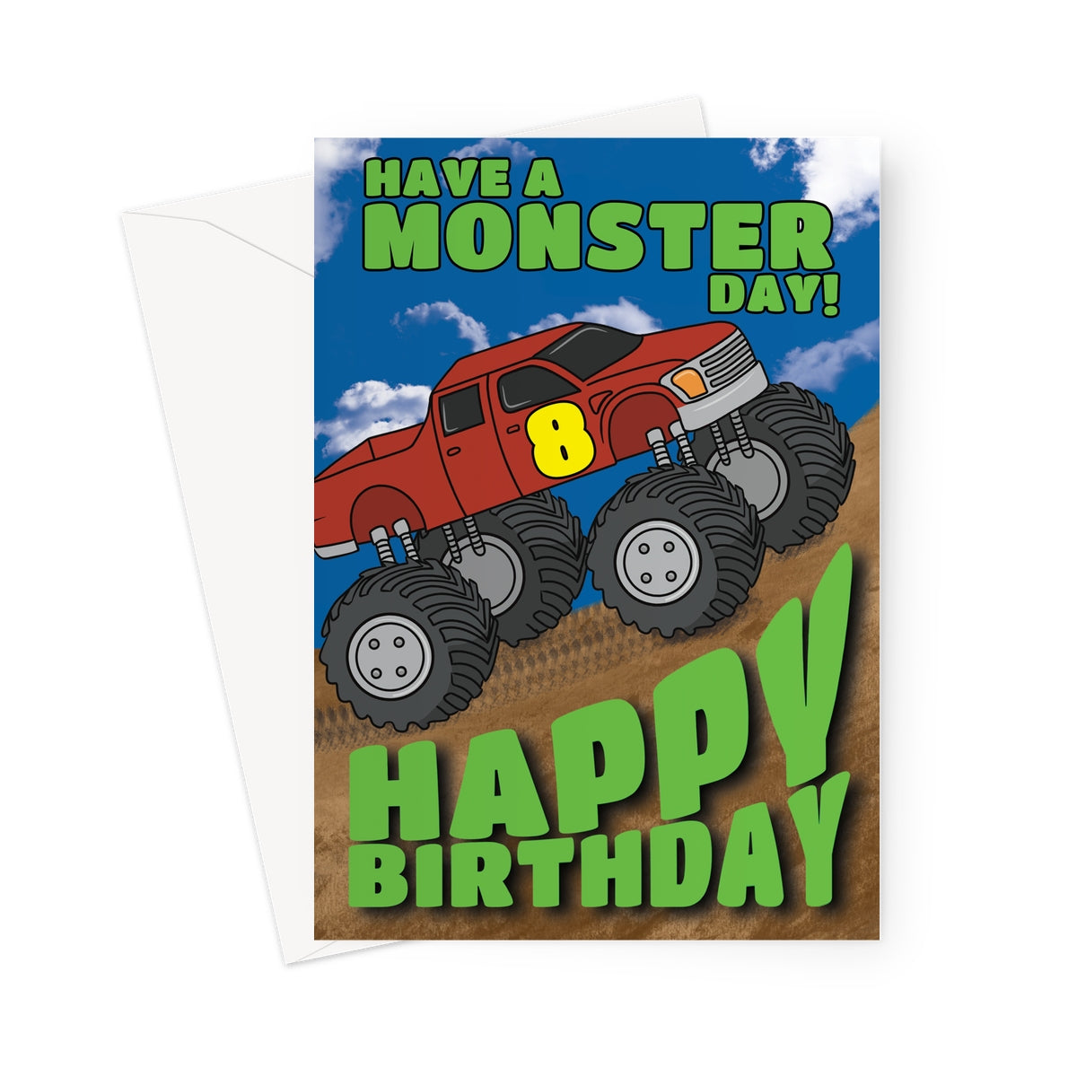 Monster Truck 8th Birthday Card For Boy