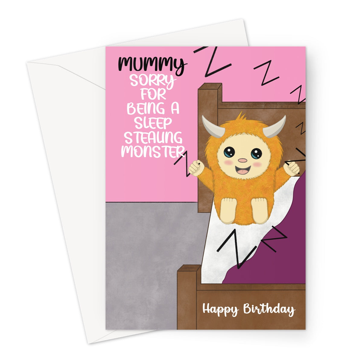 Mummy Birthday Card - Sleep Stealing Monster