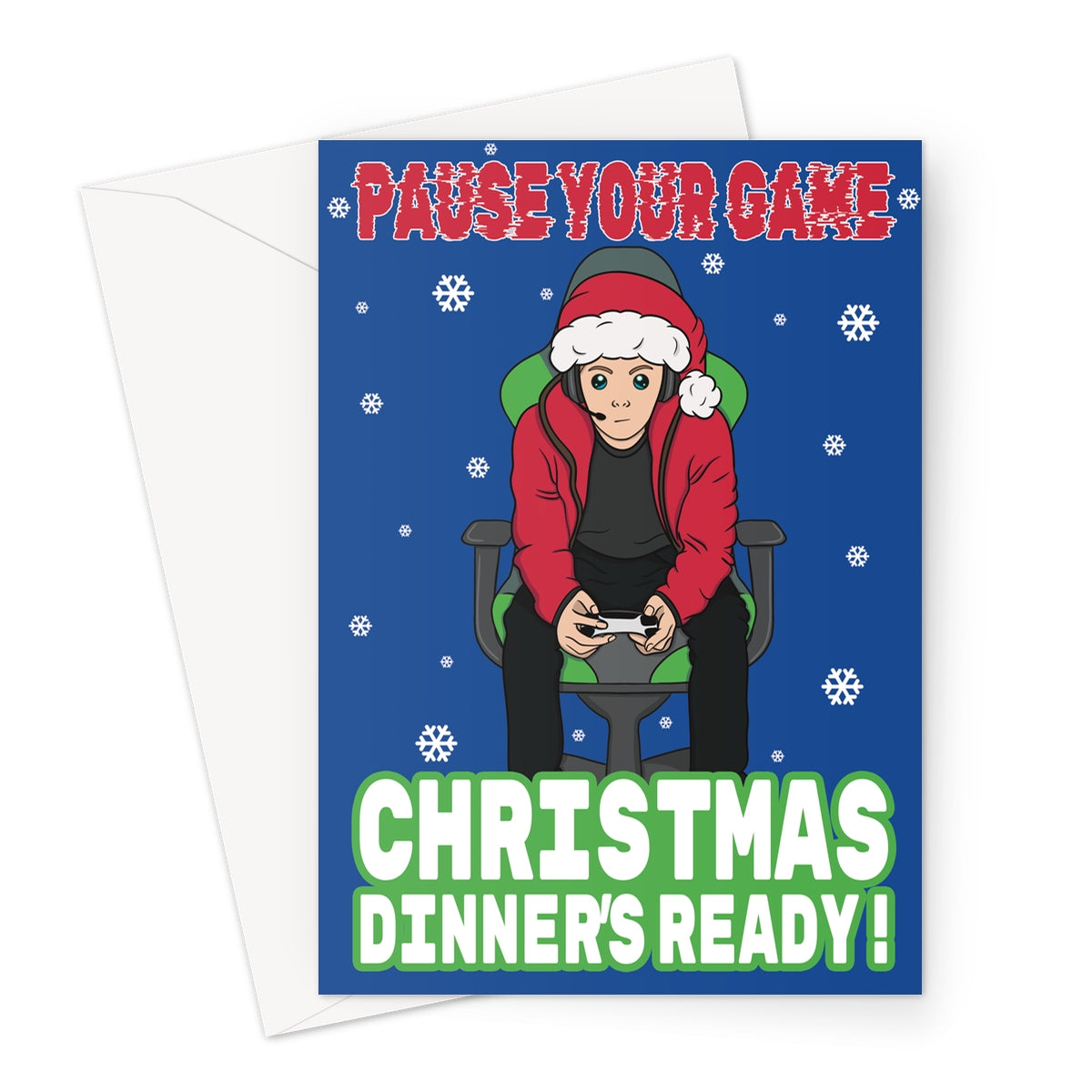 Funny Video Gamer Christmas Card - Pause Your Game