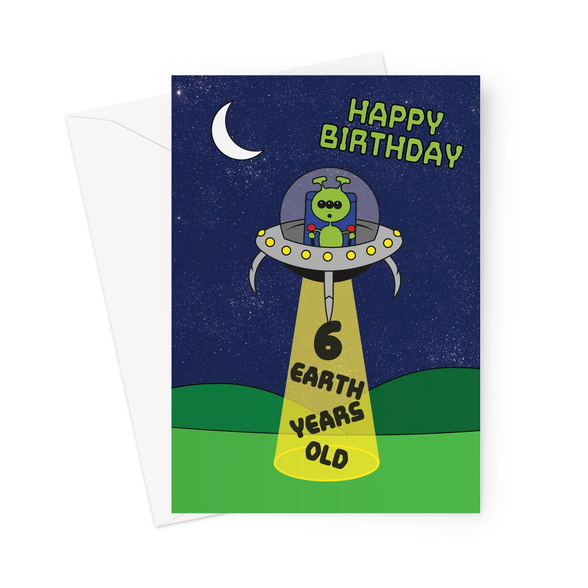 Alien 6th Birthday Card For Boy