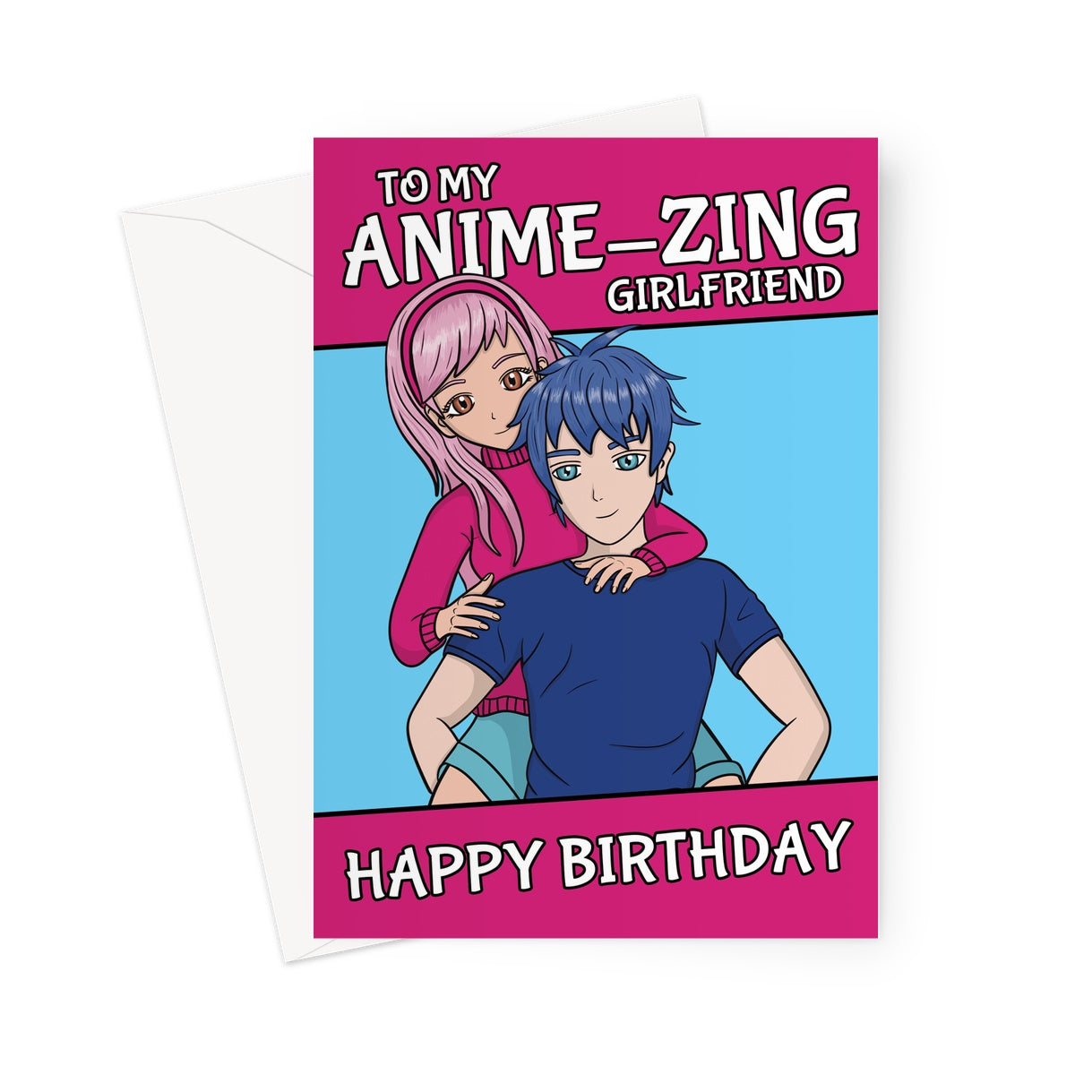 Cute Girlfriend Anime Birthday Card