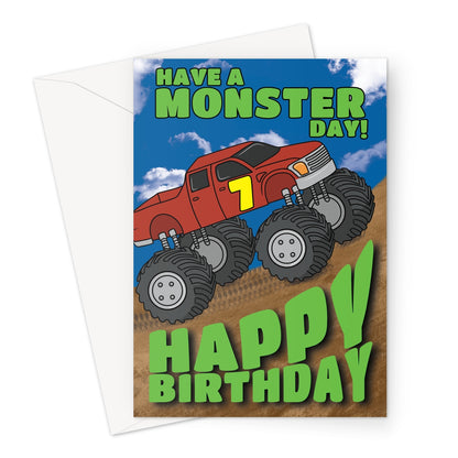 7th Birthday Card Monster Truck