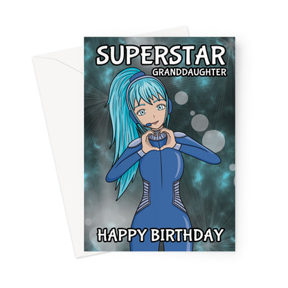 Birthday Wishes For Granddaughter - Superstar Anime Girl Card