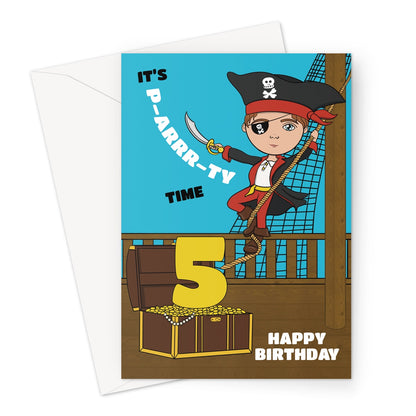 Pirate Birthday Card For Child Age 5