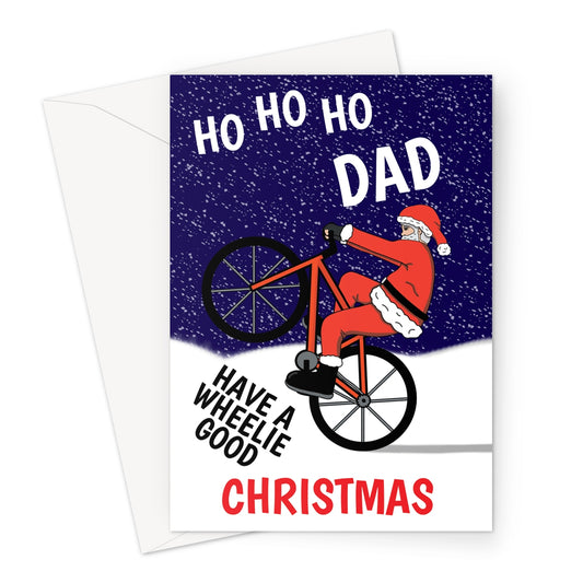 Funny Dad Christmas Card - Cycling Santa