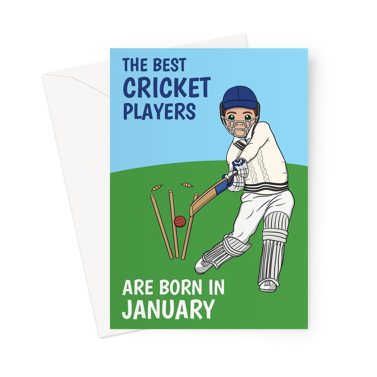 Cricket Player Birthday Card Born In January