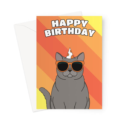 British Short Haired Cat Birthday Card