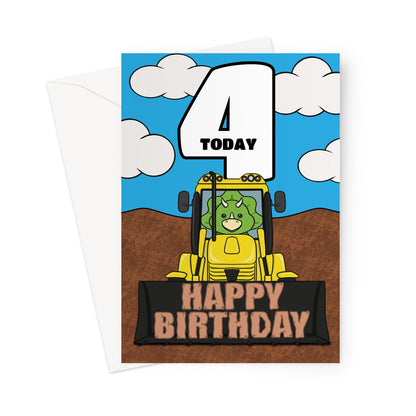 Digger 4th Birthday Card For A Boy