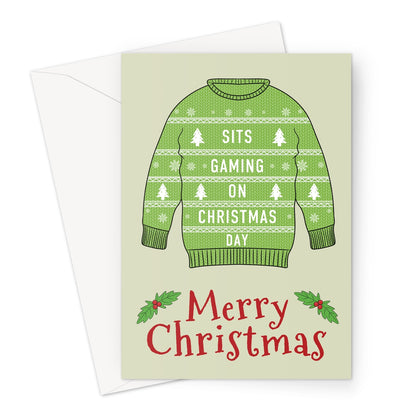 Funny Gaming Christmas Jumper Greeting Card