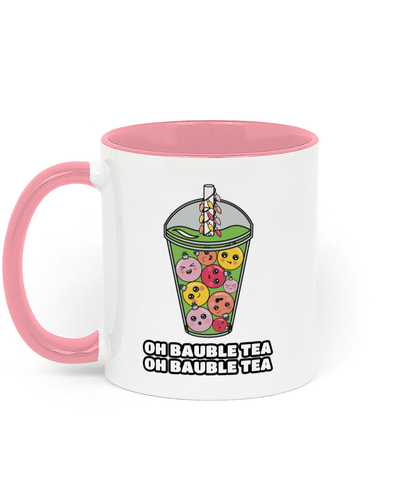 Bubble Tea Graphic Mug With Pink Handle and Interior