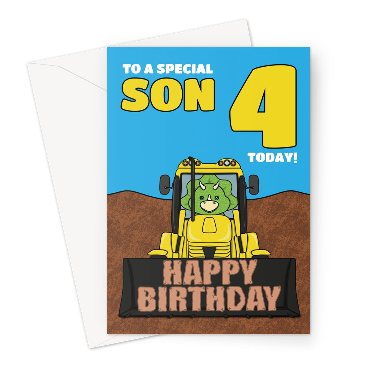 Dinosaur 4th Birthday Card For Son