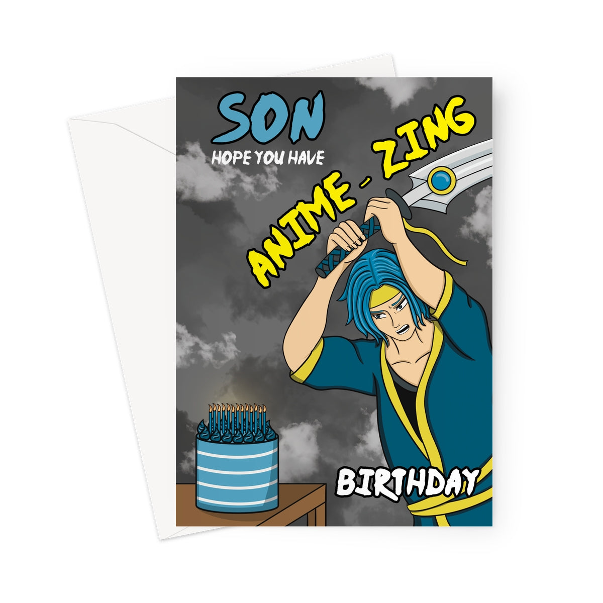 Son Anime Birthday Card - Swordmaster