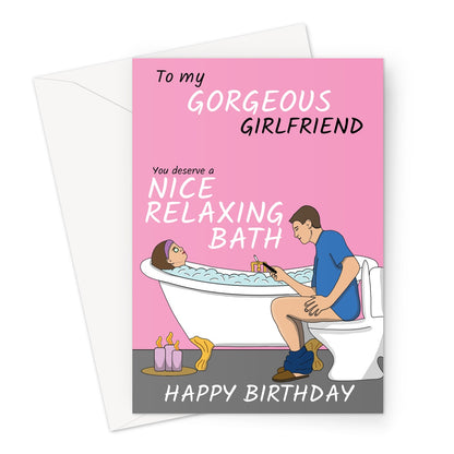 Funny Birthday Card For Girlfriend, Relaxing Bath Joke