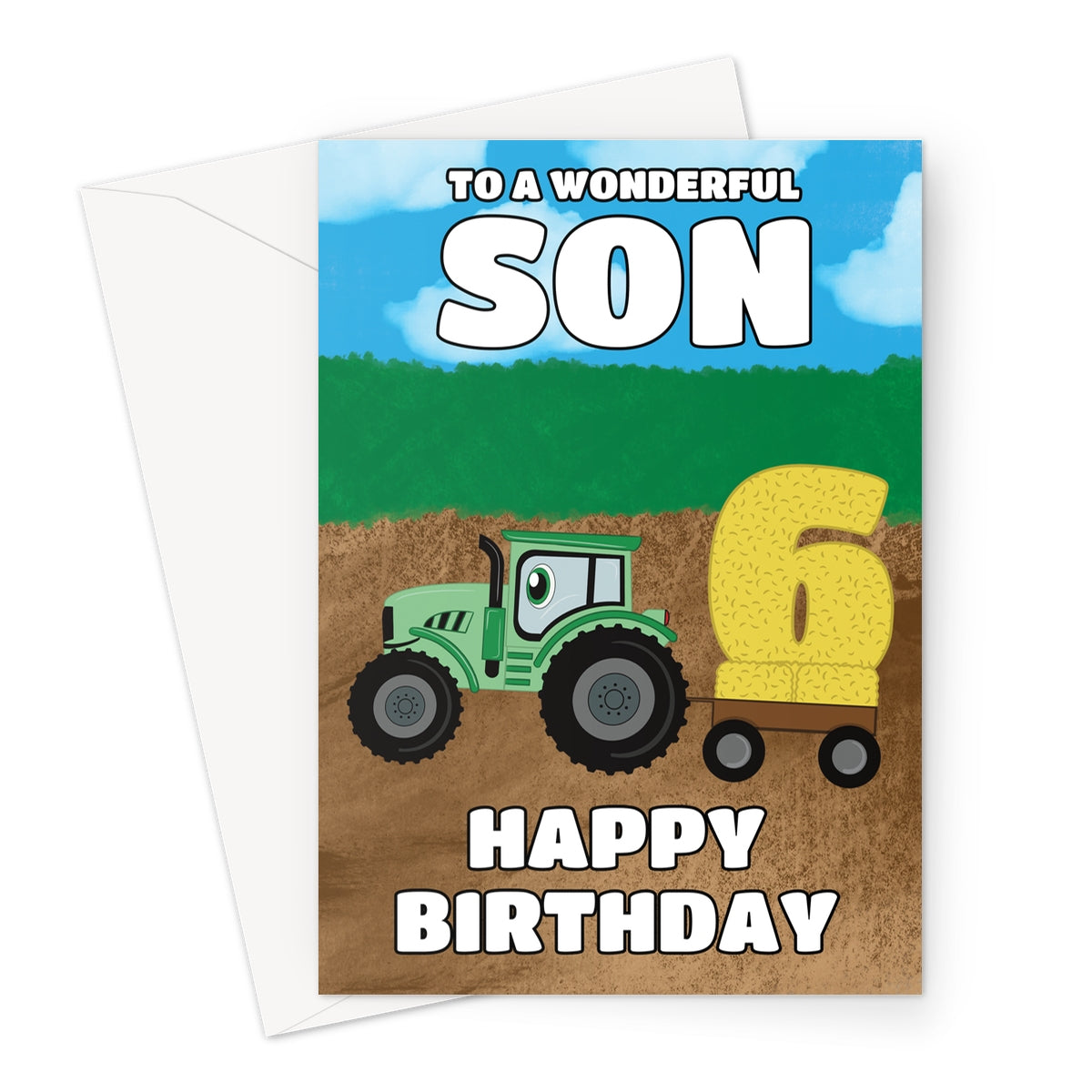 Age 6 Tractor Birthday Card For Son