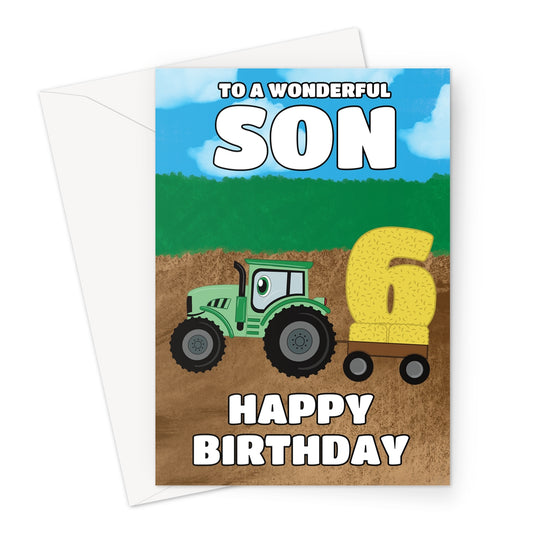 Age 6 Tractor Birthday Card For Son