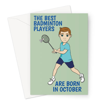 Badminton Greeting Card For A October Birthday