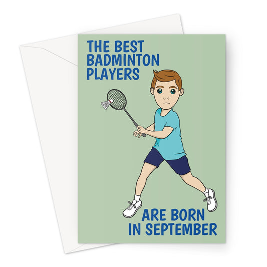 Badminton Greeting Card For A September Birthday