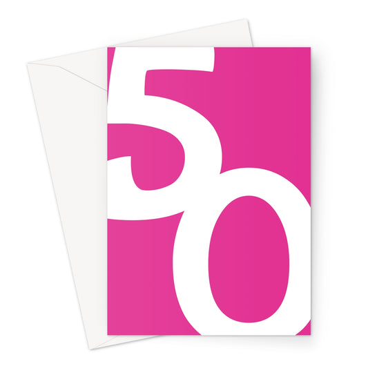 Big 50th Birthday Card Bright Pink