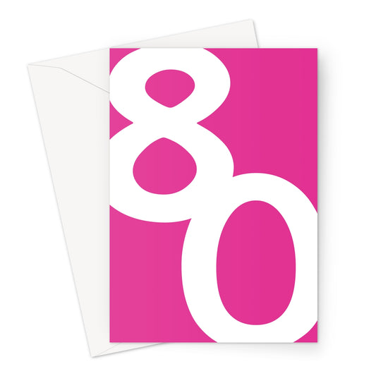 Big 80th Birthday Card Bright Pink