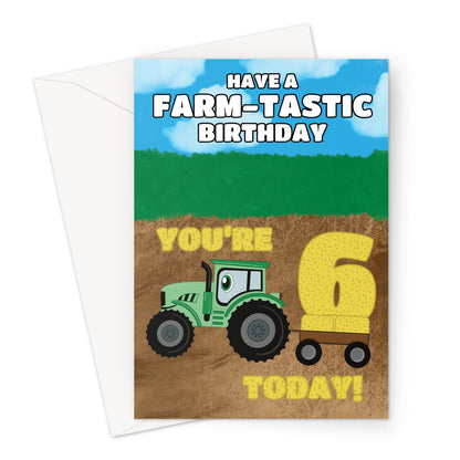 Boys 6th Birthday Card - Farm Tractor