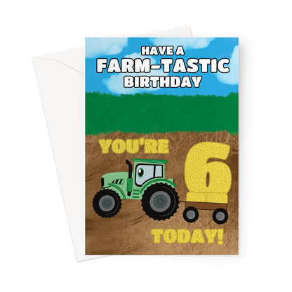 Boys 6th Birthday Card - Farm Tractor