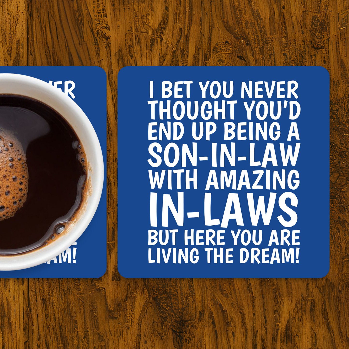 Funny Son-In-Law Coaster - Living The Dream Pun