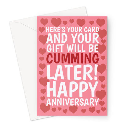 Cheeky Anniversary Card - Cumming Later Joke