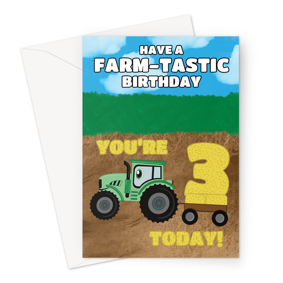 Children's Farm Tractor 3rd Birthday Card