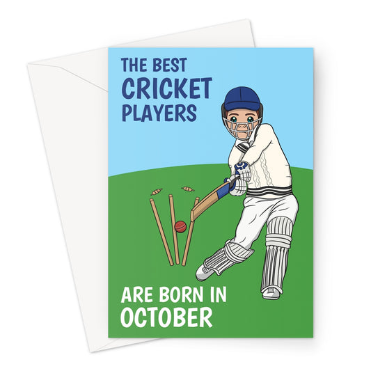 Cricket Player Birthday Card Born In October