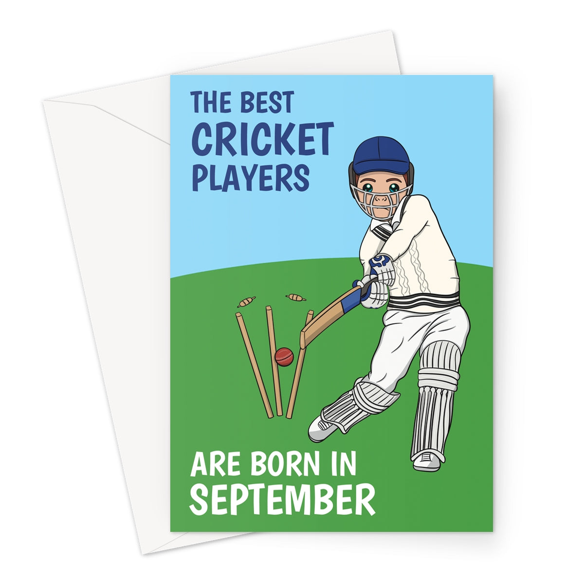 Cricket Player Birthday Card Born In September