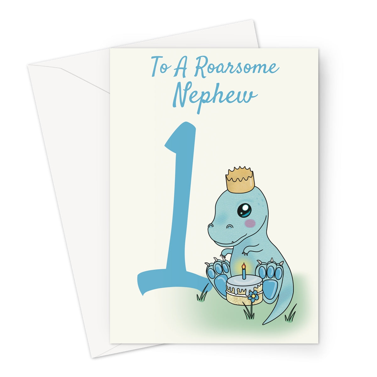 Cute 1st Birthday Card For A Nephew - Dinosaur