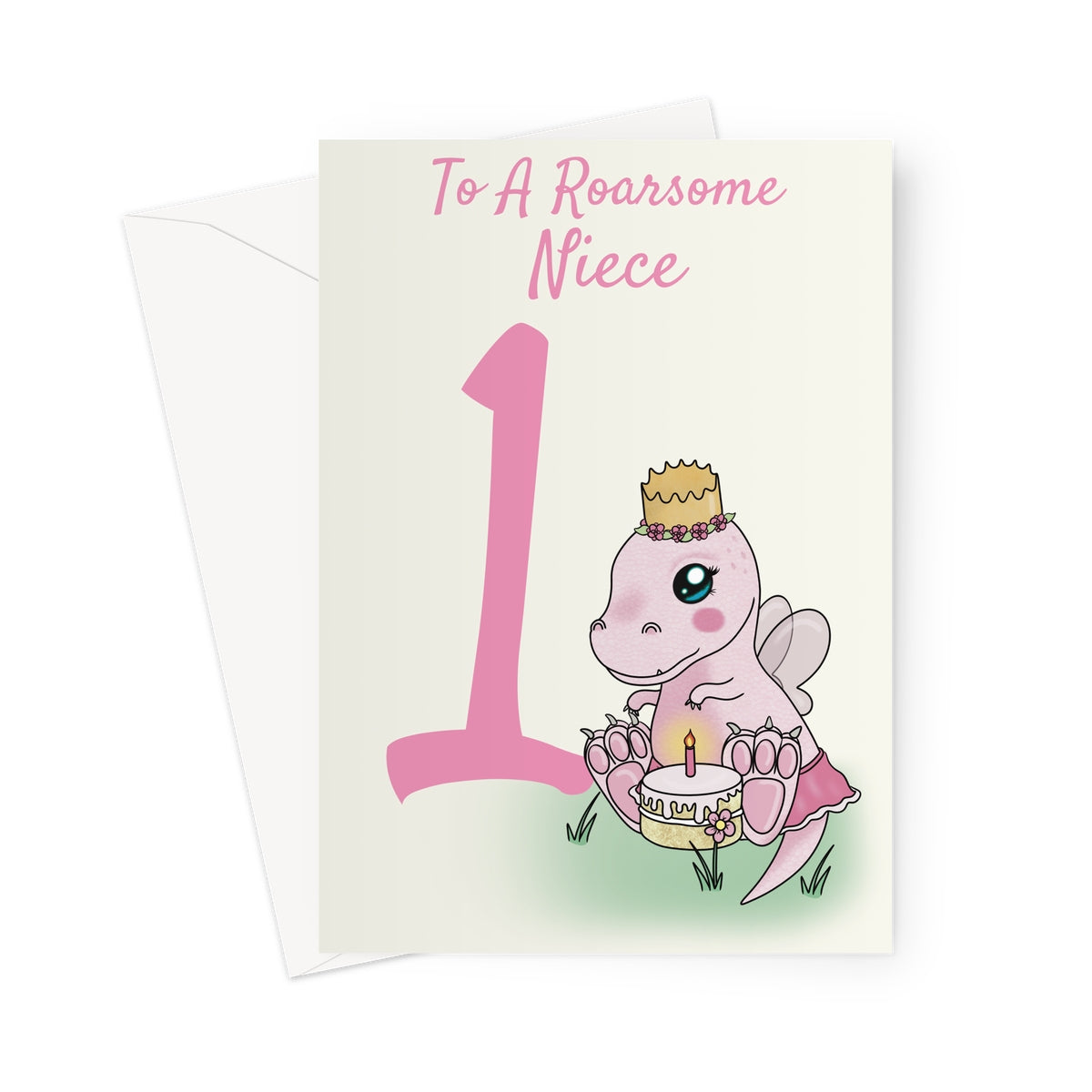 Cute 1st Birthday Card For A Niece - Fairy Dinosaur