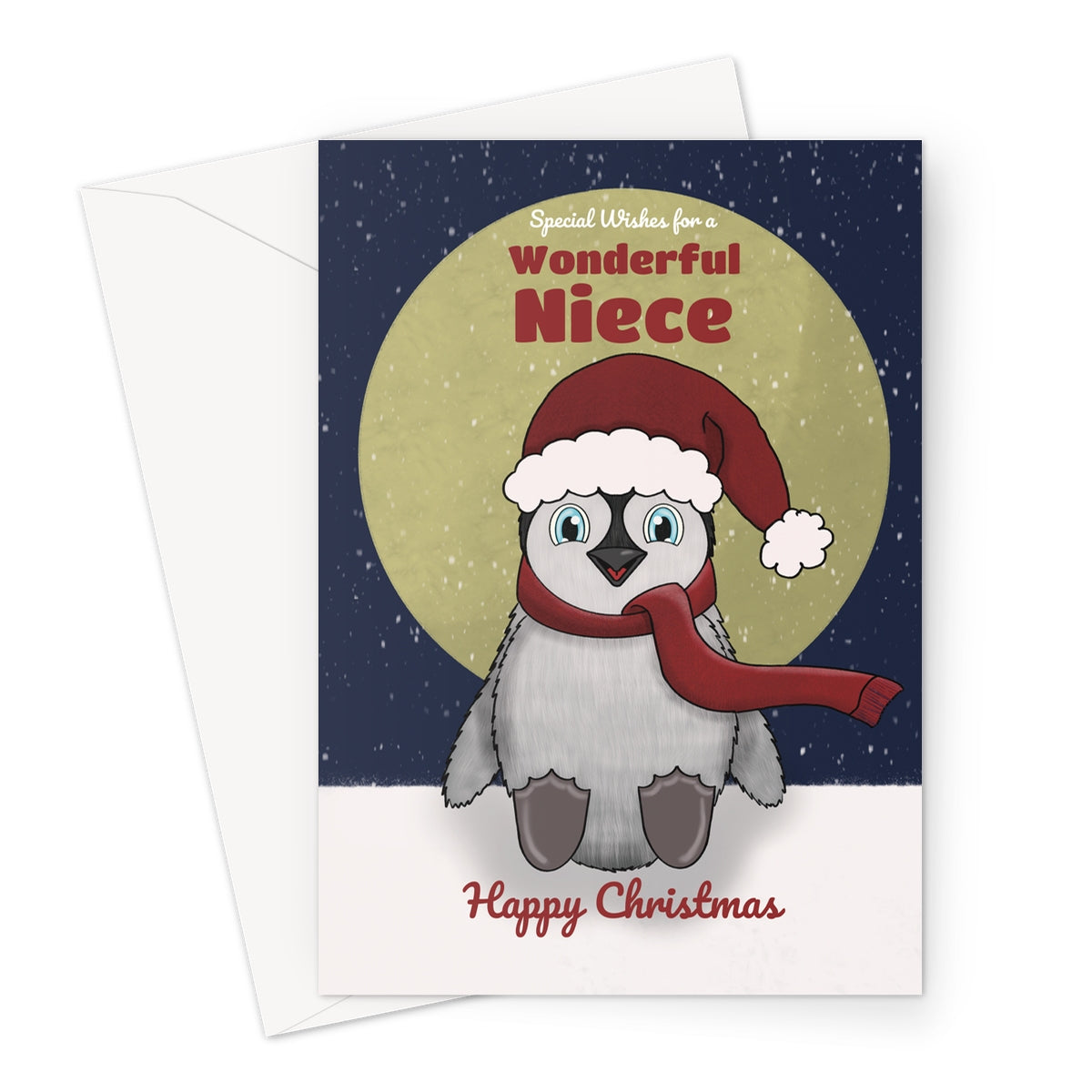 Cute Penguin Christmas Card For Niece