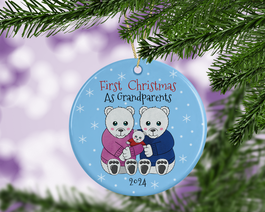 First Christmas As Grandparents Bauble Cute Polar Bears