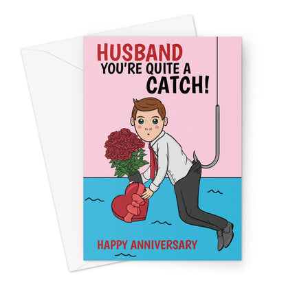 Fisherman Pun Anniversary Card For Husband 