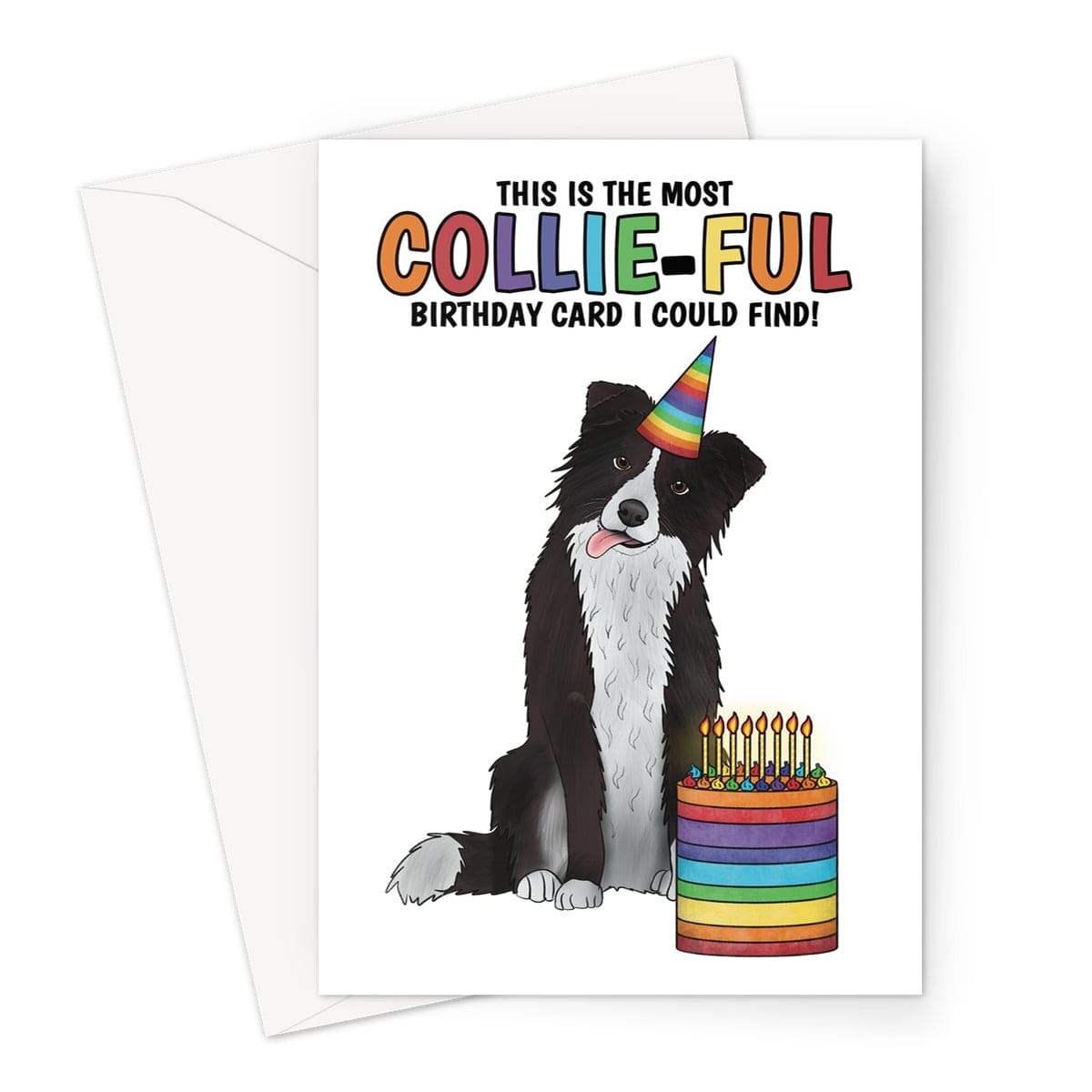 Funny Border Collie Dog Birthday Card