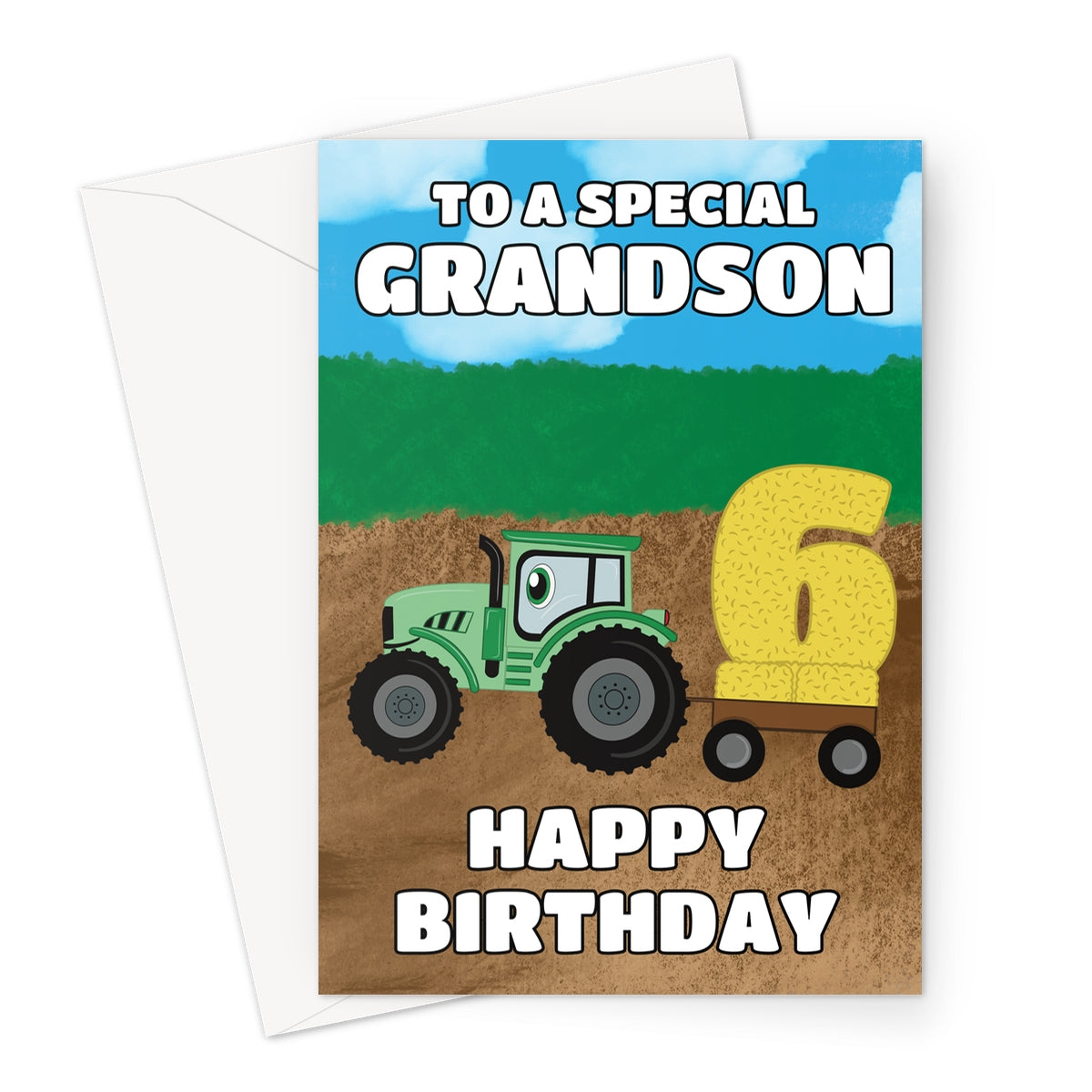 Grandson 6th Birthday Card Farm Tractor