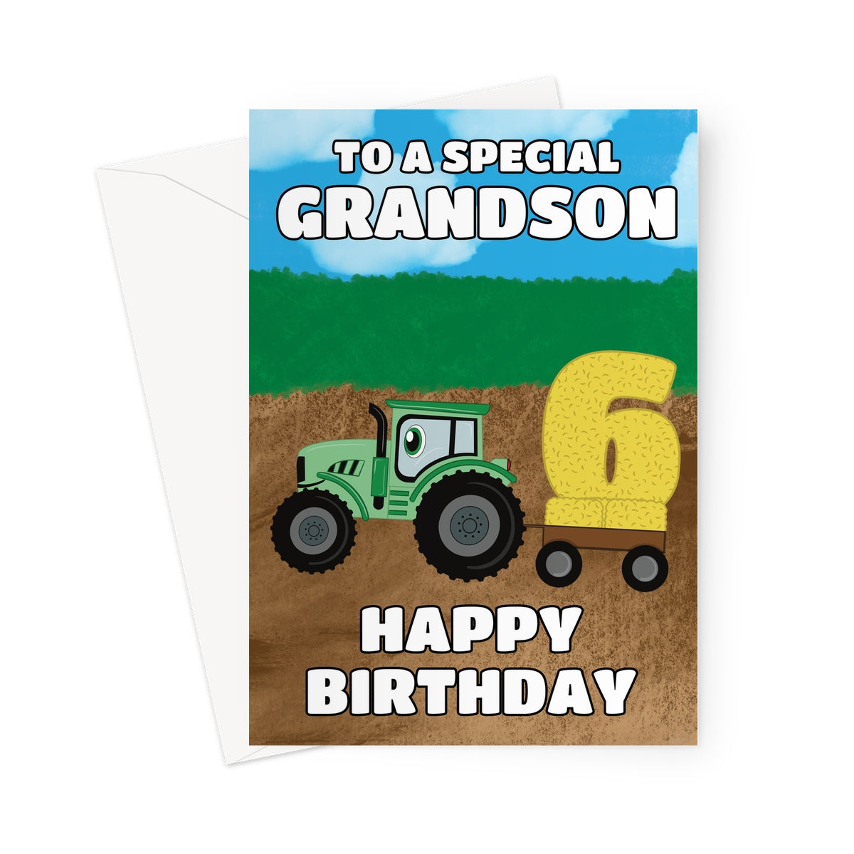 Grandson 6th Birthday Card Farm Tractor