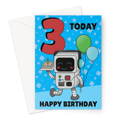 Happy 3rd Birthday Robot Card For A Boy