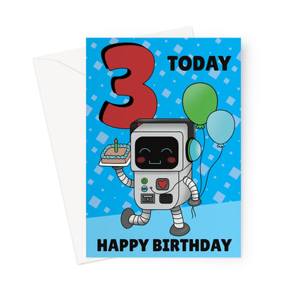 Happy 3rd Birthday Robot Card For A Boy